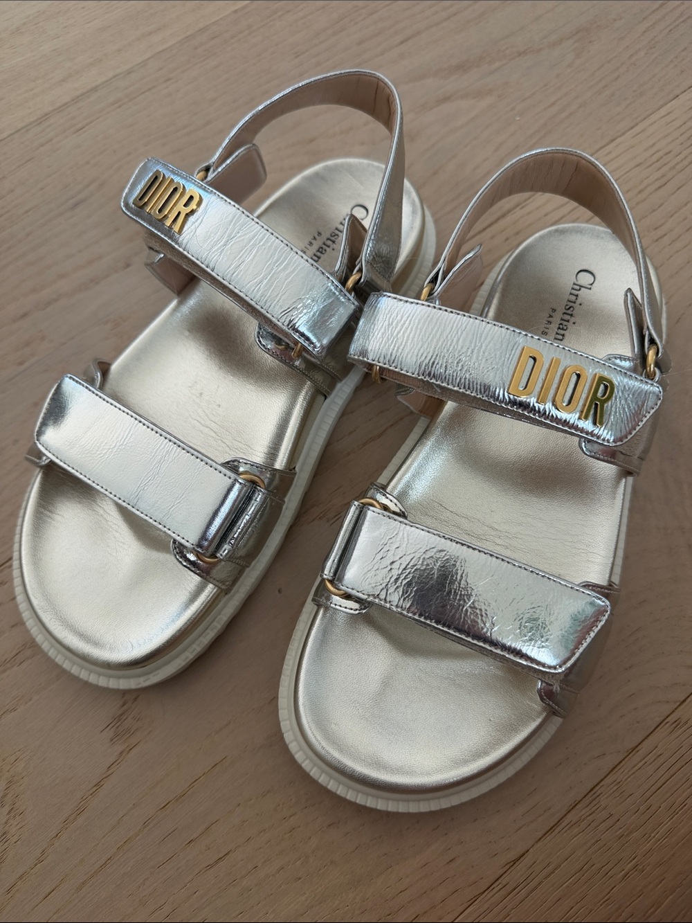 Dior Gold Logo Strap Sandals